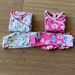 5T Pink and White Oeko-tex Certified Organic Cotton Candy Pajama Sets